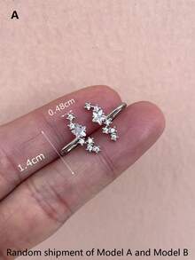 1对水晶星星夹式耳环，女士立方氧化锆耳夹耳环，无需耳洞 - 耳夾 - 查看 6