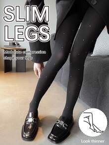 春季新款闪亮水晶丝袜，丝绒黑色紧身裤，高弹力塑身连裤袜（女士款） - 彩色 - 查看 4