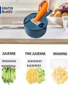 Máy thái rau củ đa năng, máy bào thái lát thủ công với 6 lưỡi dao, máy cắt trái cây và rau củ, máy chế biến thực phẩm, dụng cụ nhà bếp thiết yếu. - Nhiều màu - Xem 5