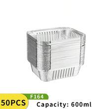 Hộp đựng thức ăn bằng giấy bạc nhôm vuông dùng một lần, hộp đựng bằng giấy bạc dày, hộp đựng đồ nướng, hộp đựng đồ ăn mang đi, hộp chịu nhiệt dùng trong lò nướng. - Bạc - Xem 12