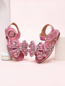 2026 Nuevas sandalias para niñas, zapatos de princesa para niños con lazo de strass, zapatos de playa para estudiantes de niña pequeña, verano - Rosa - Ver 5