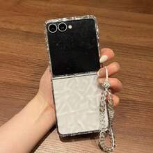 Wave Ripples 适用于三星 Galaxy Z Flip 7、Galaxy Z Flip 6、Galaxy Z Flip 5、Galaxy Z Flip 7FE 等型号的时尚透明波纹手机壳，兼容三星折叠屏手机。 - 無色 - 查看 3