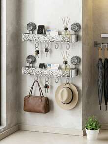 多功能吸盘挂钩收纳架，厨房吸盘支架架，带挂钩，可悬挂炊具、锅铲、汤勺、沥水架 - 多色 - 查看 3