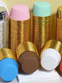 50pcs Gold Cupcake Cups Liners, Disposable Muffin Cake Cups,Grease-Proof & Heat Resistant Cupcake - Multicolor - View 8