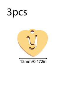 3个/套 心形吊坠 不锈钢英文字母吊坠 A-Z 字母饰品，适用于手工手链、耳环等珠宝制作 - 吊墜 - 查看 34