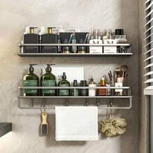 Aluminum Alloy Kitchen/Bathroom/Balcony Storage Rack, Waterproof & Rust-Proof, Bottle & Jar Organizer, Space-Saving, Two Installation Methods, No Drilling Required - A - View 12