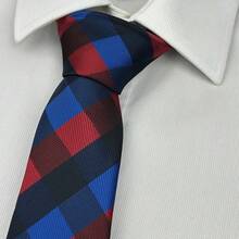 Premium Men's Slim Checkered Tie In Various Colors - 078 - 查看 6