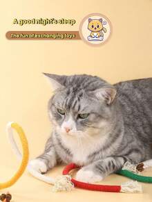 猫咪磨牙绳玩具，猫球，自主玩耍，缓解无聊，磨牙耐用猫玩具，室内外均可玩耍 - 彩色 - 查看 4