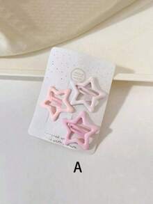 15pcs/Set Pink Heart & Star BB Hair Clips, Matte Ombre Gradient Side Bangs Hair Clips, Suitable For Daily Use - Pink - View 2