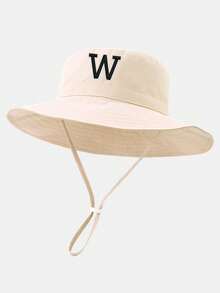 1顶幼儿A-Z字母刺绣渔夫帽，可调节防晒，适合儿童男孩女孩 - 1PC - 查看 61