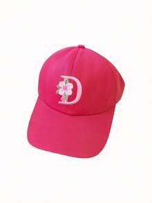 1pc Solid Color Open Back Ponytail Baseball Cap With 26 Letters, Women Fashion Sports Sun Hat For Outdoor UV Protection,Summer,Beach - Hot Pink - View 8