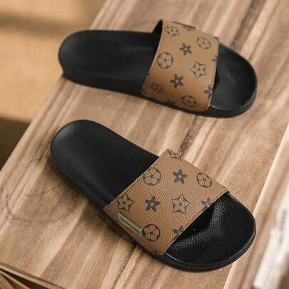 Sandalias clásicas para hombres, pantuflas de una correa para interiores y exteriores de talla grande, con decoración metálica y antideslizantes, chanclas deportivas cómodas y ligeras, sandalias de playa para hombres con punta redonda