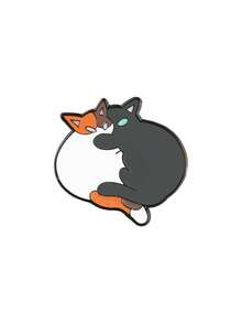 1pc Cute Cartoon Animal Brooch, Adorable 2 Cats Metal Badge Decoration For Student Uniform, Backpack - Multicolor - View 13