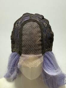 Kids Purple Long Roll Synthetic U-Part Lace Wig Mid-Split Bangs Large Wave Curly Hair Long Wig - Multicolor - View 8