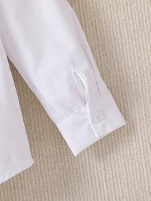 女童新款秋冬长袖衬衫，开学礼物，女童正装休闲衬衫，白色女式衬衫 - 白色 - 查看 6