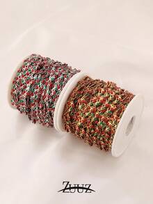 1米不锈钢可爱珐琅樱桃甜美链条，适用于DIY珠宝，女士女孩项链手链配件耳环制作 - 鏈條 - 查看 6