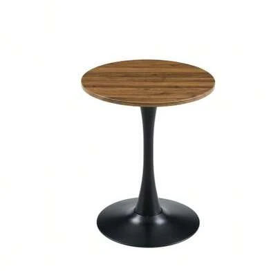 Round Side Table 60cm / Small Dining Table In MDF: Top Made With High Quality Thermoforming Technology, Black Marble Look, Black Support Leg – Perfect For European Living Spaces.