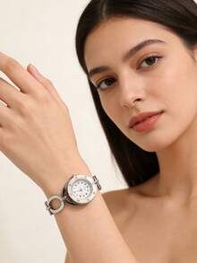 1 pieza Brazalete ovalado de acero inoxidable dorado retro, adecuado para uso diario y ocasiones especiales como el Día de San Valentín, Día de la Madre - Un regalo simple pero lujoso - Estilo 1 - Ver 5