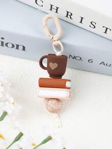 1pc Book Lover & Coffee Addict Beaded Keychain, Cow Print / Leopard Print Coffee Cup Pendant, Minimalist Macaron Design, Daily Commute Accessory, Gift For Friends And Family - Multicolor - View 16