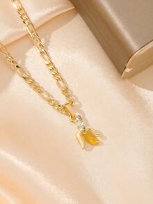 Minimalist Enamel Banana Pendant Necklace, Delicate Enamel Craftsmanship That Won't Fade, Unisex Multifunctional Design. Suitable As A Gift For Children, Classmates, Siblings, A Cute And Meaningful Present. - Yellow Gold - View 3