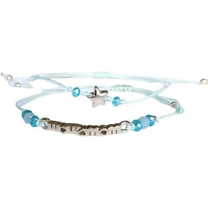 Set Pulseras para Mujer- Regalos para Mamá, 2 Pulseras de Hilo Ajustable con Placa"Mom & Mom" de Níquel, y pulsera de estrella, Joyería para Mujer,44325506