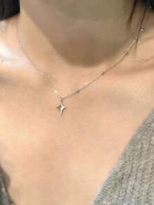 1件优雅不对称星形吊坠项链，简约独特设计锁骨链，适合女性日常佩戴、通勤、约会、度假等场合。 - 彩色 - 查看 5