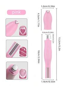 3-In-1 Heart-Shaped Snake Skin Pink Cat Eye Magnetic Nail Stickers, Detachable Multi-Function Strong Magnetic Nail Stickers, Nail Art Supplies, Nail Tools, Nail Art Tools, Back To School Season, Nail Art, Nail Tools, Suitable For Press-On Nail Stickers - Pink - View 6