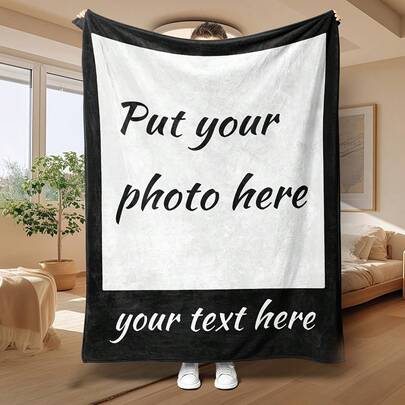 Customized Flannel Blanket With Personalized Image And Text - Soft, Warm And Comfortable, Suitable For Sofa, Bed, Office, Car And Outdoor Use - Ideal All-Season Gift For Men And Women - Perfect For Halloween, Thanksgiving, Birthday, Wedding, Valentine's Day, Graduation And Party, Personalized Blanket