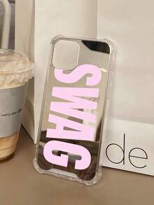 Vintage SWAG Letter Print Shockproof Mirror Phone Case Compatible With IPhone 13/11/17/17pro/16/14/15/15pro/15 Plus/15 Promax/7plus/8plus/X/Xs Max/Xr/11pro/12pro/13pro/14pro/12mini/13mini/11promax/12promax/13promax/14promax/14plus/17pro Max/17Air/6/6s Plus/7/8/16Pro/16plus/16promax/Se2/17promax And Galaxy/A54/A14/A12/A13/A15/A32/A33/A24/A52S/S20/S21/S22/S23/S24/S23Plus/S24ultra/S25/A15/A33/A23/S26/S26+/S26ultra - 款式1(1件) - 查看 2