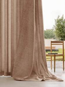 1件复古米色加厚亚麻薄纱窗帘，奢华薄纱窗帘，舒适半遮光窗帘 - 日式亚麻风格，杆袋式半遮光窗帘，适用于客厅和卧室，降噪防紫外线，家居装饰遮光窗帘（190克面料重量） - 彩色 - 查看 4