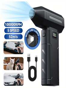 108,000 转/分钟大功率无线电动除尘器兼个人降温风扇，内置 2600mAh 可充电电池，6 档风速可调，适用于键盘、电脑、汽车和家居清洁。 - A - 查看 1