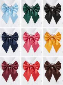 1条女士酒红色深绿色领带，JK风格，适合日常派对衬衫搭配 - 彩色 - 查看 1