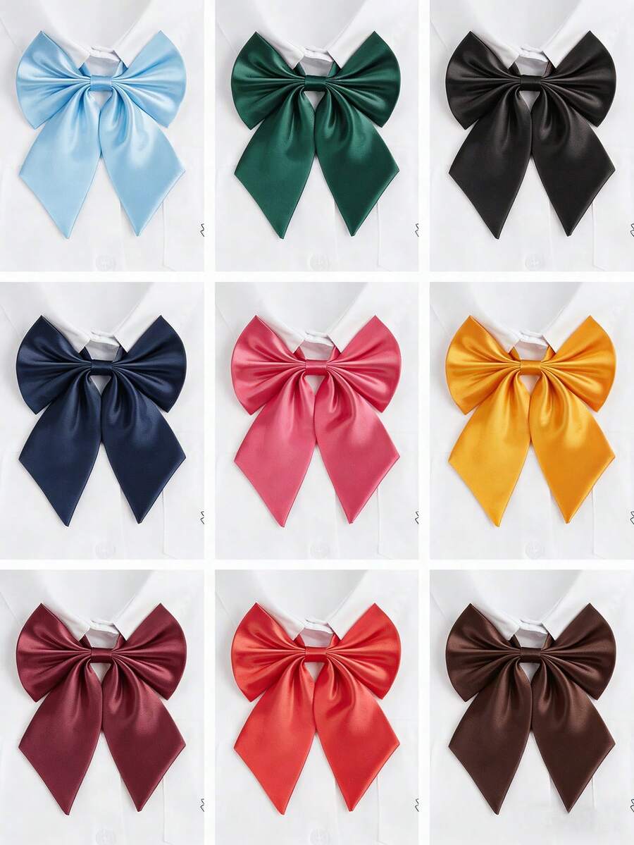 1条女士酒红色深绿色领带，JK风格，适合日常派对衬衫搭配 - 彩色 - 查看 1