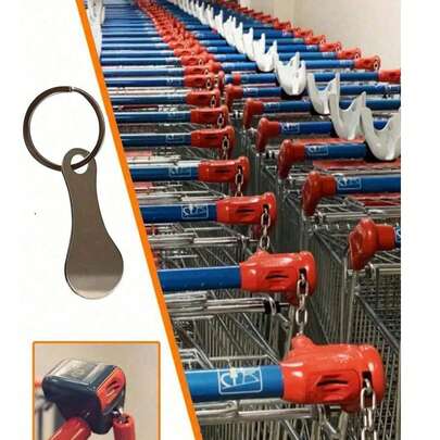 1个创意超市购物车造型激光钥匙扣，钥匙圈，防丢标签，钥匙链配件，学生车饰，可爱哥特Y2K风格