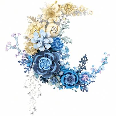 950+Pcs Moon Flower Building Blocks Toy Set, Moon Flower And Tree House Home Decoration, Creative 3D Wall Art Decoration, Exquisite Bouquet Building Blocks Set, Mother's Day Gift/Birthday Gift
