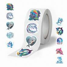 500 pièces Rouleau d'autocollants de baleines mignonnes, autocollants doux kawaii convenant pour les bouteilles d'eau, les ordinateurs portables, les journaux, les artisanats DIY - 1 Set - Voir 8