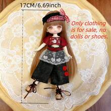 17厘米BJD娃娃服装套装，精致可爱时尚BJD娃娃服装套装，可更换配件，新年/圣诞节/生日礼物（仅含服装，不含娃娃和鞋子） - 彩色 - 查看 8