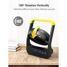 Battery Powered Fan Long Lasting Battery Operated Fans for Camping Portable D-Cell Desk Fan with Timer 3 Speeds Whisper Quiet 180° Rotation for Office Bedroom Outdoor 5'' Model: F15 - Amarillo - Ver 6