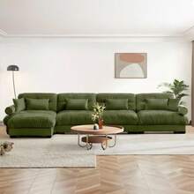 SoarFlash - Juego de sofás en forma de L para sala de estar pequeño sofá seccional con sillón reversible sofás de cama de diseño moderno y función de sofá modular adecuado para espacios pequeños en - Verde - Ver 1