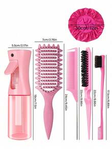 Bộ 6 cọ tạo kiểu tóc, bao gồm bình xịt, lược uốn tóc cải tiến, lược tạo độ phồng, lược đuôi nhọn, lược chải chân tóc và mũ ngủ. - Nhiều màu - Xem 11