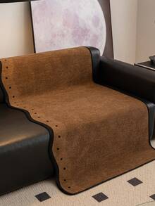 1pc Chenille Sofa Cushion, Non-Slip, Dust-Proof, Suitable For All Seasons - Brown - View 5