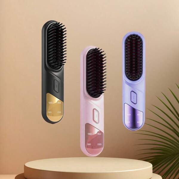 Kitchen mommy 便携式无线直发器，快速加热，恒温防烫设计，智能LED数字显示屏，USB充电，优雅轻巧，适合居家和旅行，是送给女性的理想礼物，专业造型工具