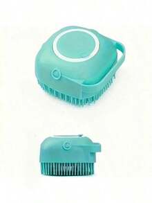 1PC Cute Pink Silicone Pet Massage Brush: Compact Dog Hair Remover & Bath Bubbler – Gentle On Pup Skin, Perfect For At-Home Bath Time & Daily Fur Grooming - Multicolor - View 2