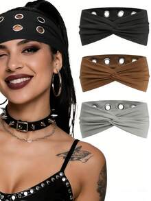 1pc Punk Y2K Metal Hoop Hollow Headband, Unisex Leopard Print Headband - Multicolor - View 2