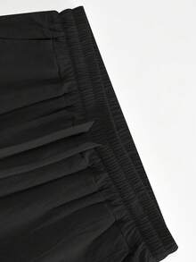 1 Set Men's Lightweight Loose Fit Basic Outfit, Light Blue Long Sleeve Button-Up Collared Shirt + Straight Leg Pants, Summer - Black - View 7