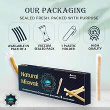 Sewak Al Huda 4 Pcs Miswak Sticks With Holder - Vacuum Sealed Natural Chewing Miswak Sticks For Teeth - Natural Flavored Toothbrush For Teeth Whitening, Oral Health, And Fresh Breath || Pack Of 4 - 白色 - 查看 5