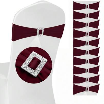 סרט כיסא אלסטי עם פפיון, רצועות כיסא מתכווננות עם מחוונים, כיסויי כיסא אלסטיים אוניברסליים לחתונה, מסיבה, קישוט אירוע