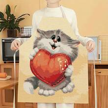 1 chiếc tạp dề họa tiết mèo, tạp dề in hình ngộ nghĩnh, thời trang, tạp dề nhà bếp, nấu ăn, dọn dẹp, tạp dề gia đình sáng tạo. - Nhiều màu - Xem 8