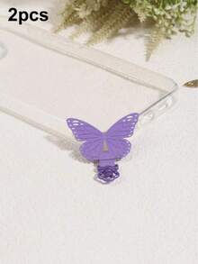 360°旋转超薄0.2mm手机垫，复古蝴蝶图案，304不锈钢手机夹，手机挂绳配件，单扣垫，超薄防丢背贴，坚固连接垫，单耳耳机夹，通用腕带金属垫贴片夹 - 彩色 - 查看 13