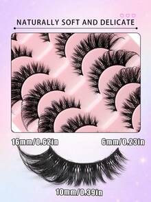 10对自然款假睫毛，D型卷翘，3D浓密效果，仿貂毛假睫毛，猫眼款假睫毛，新手友好型假睫毛套装，适合各种场合 - 查看 2